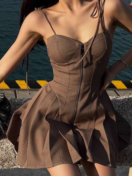 Sexy Straps Short Holiday Dress Vintage A Line Birthday Outfits YM2133