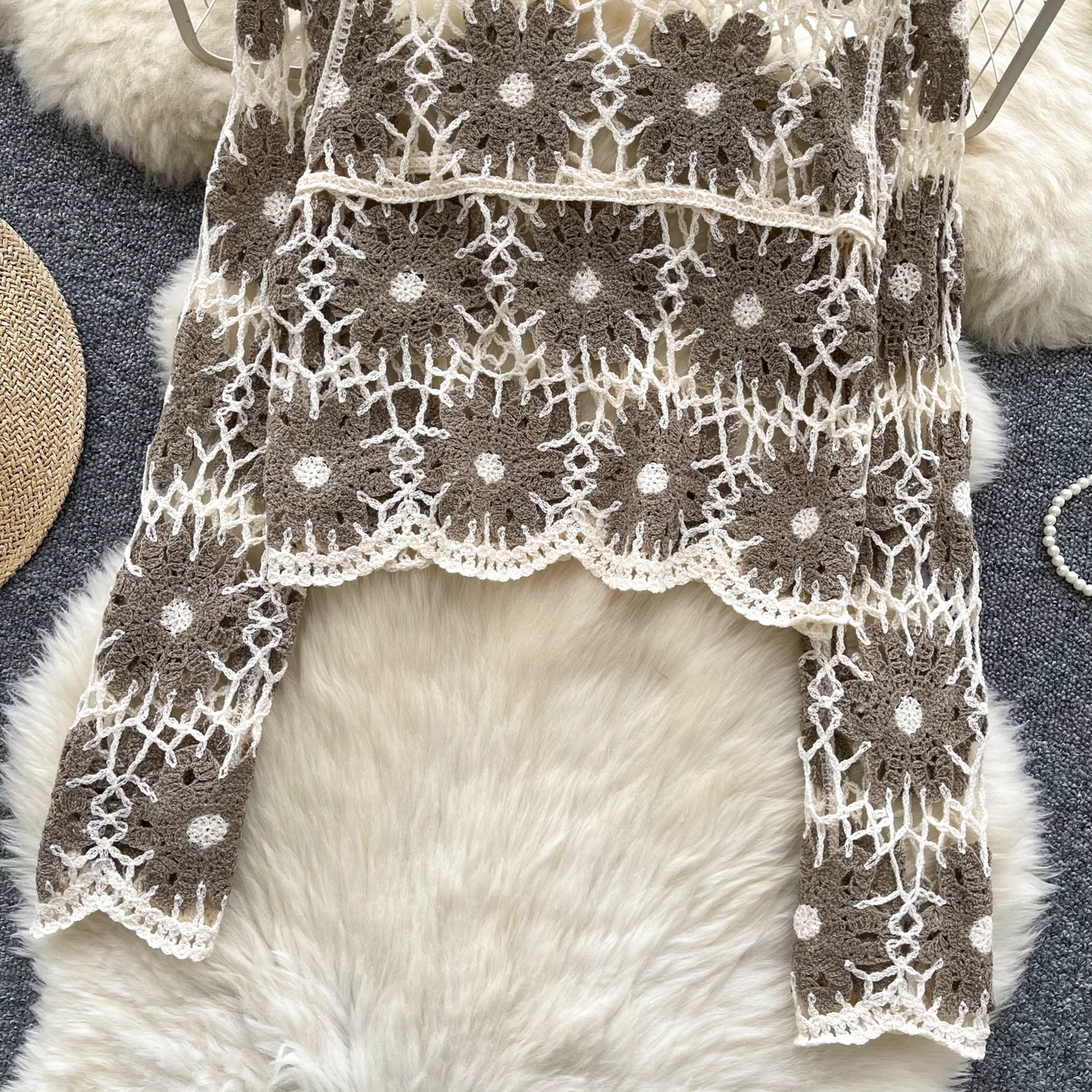 Vintage Knitted Hollow Crochet Sweater YM1687