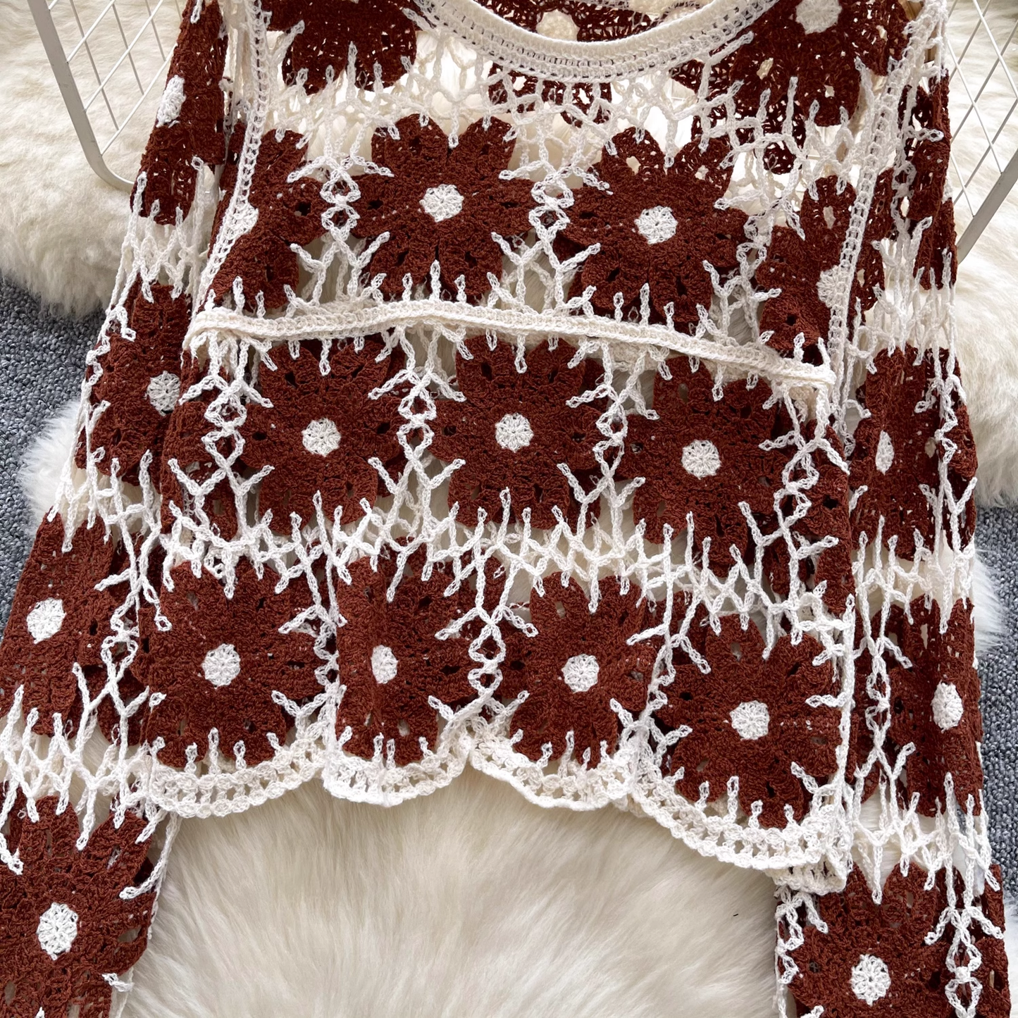Vintage Knitted Hollow Crochet Sweater YM1687