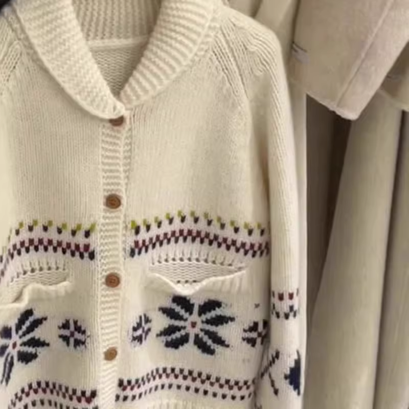Beautiful And Stylish Jacquard Sweater,Apricot Knitted Jacket, YM1867