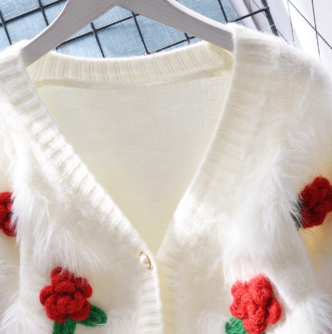 Women's Sweet V-neck Sweater Coat YM2385