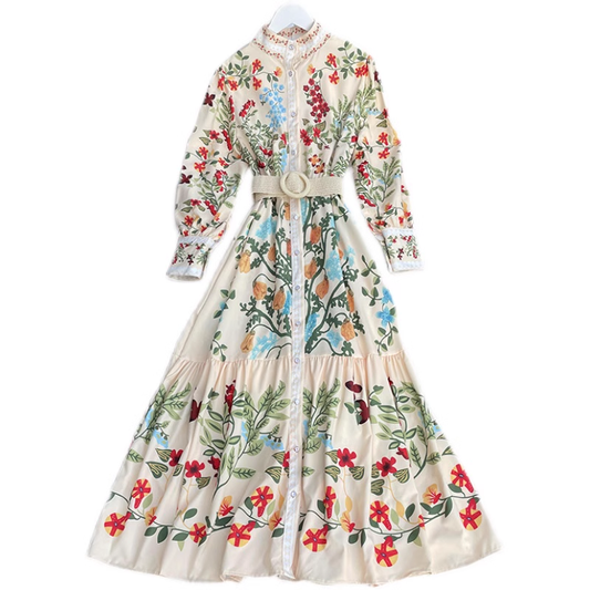 retro printed long maxi dress YM521