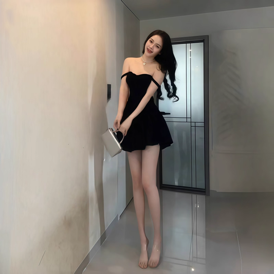 Fashion Women's Black Straps A Line Bow Short Birthday Outfits YM2227