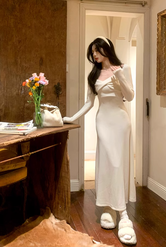 Classy Women's Long Sleeve Slim Fit Prom Dress Birthday Outfits YM1750