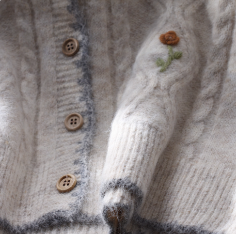 Floral Round Neck Knitted Vest Women's Sweet Waistcoat Top Sweater YM2352