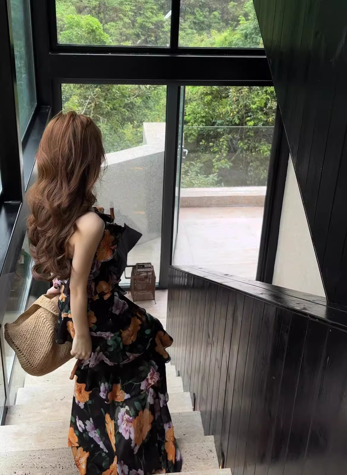 Suspender Prom Dress New Retro Floral Dress Irregular Long Dress YM1638