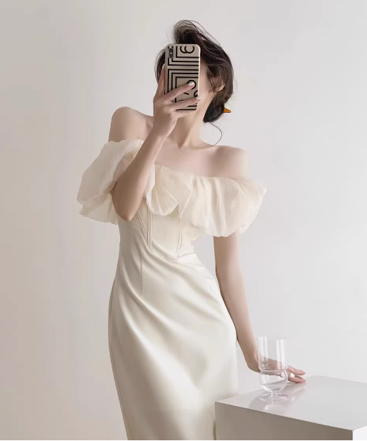 One shoulder dress slim fit long prom party dress YM1941