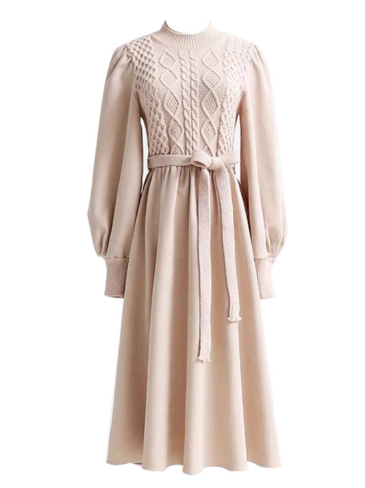 Knitted patchwork corduroy dress thickened winter skirt YM969