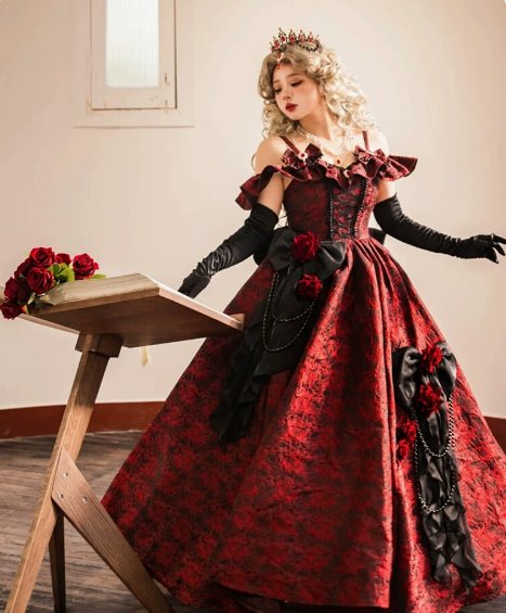 Elegant Burgundy Lolita Dress Birthday Party Dress YM2160