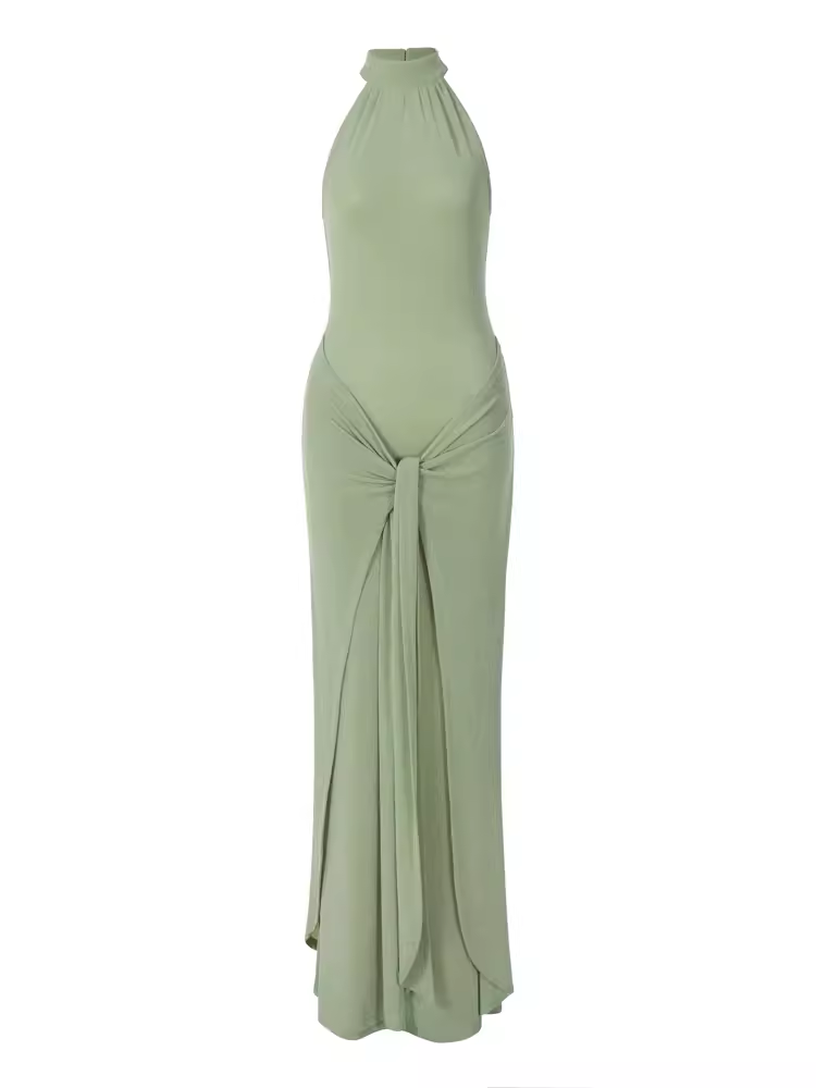 Green Sleeveless Long Dress YM1381