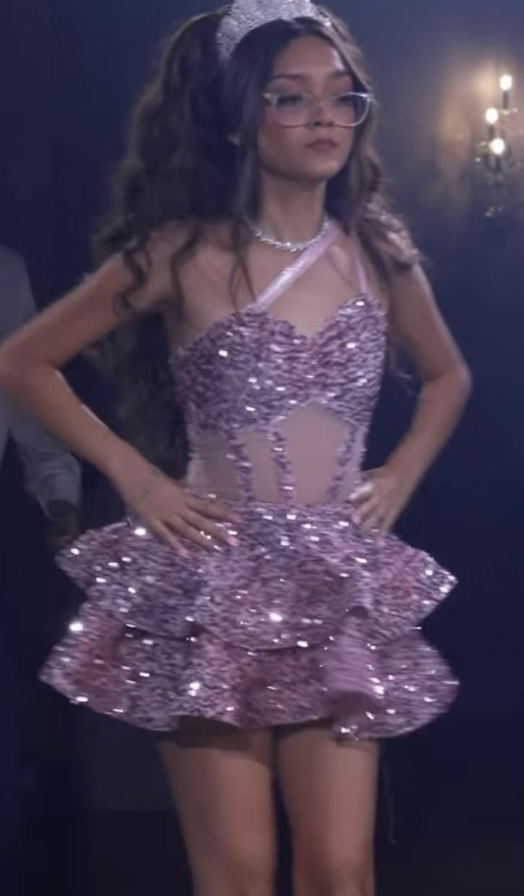 Sparkly Purple Sequins Ruffled Spaghetti Straps A-Line Short Prom Dress Cocktail Dress YM2500