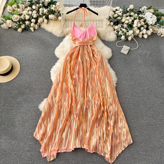 Irregular backless halterneck dress YM1240