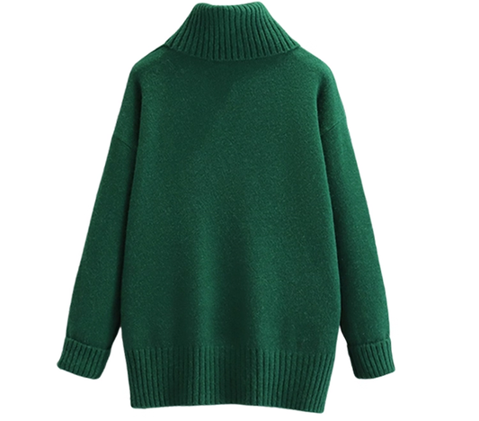 Green Women's Autumn New Thickened Turtleneck Sweater YM2291