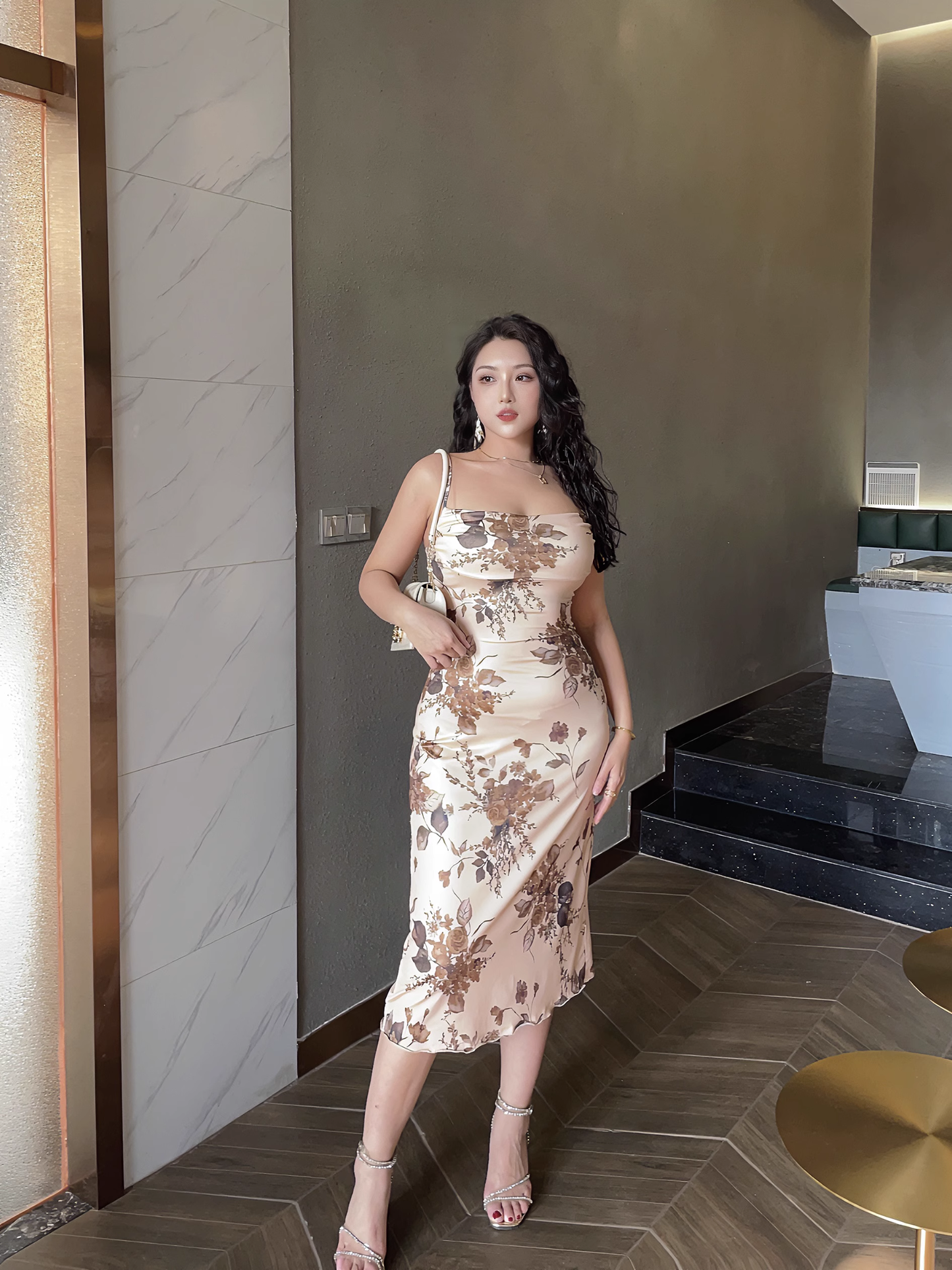 Sexy printed vacation seaside dress YM1277