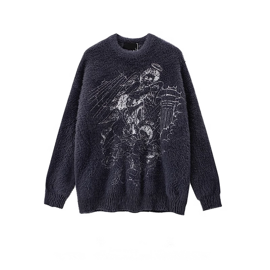 Retro creative jacquard round neck couple sweater YM916