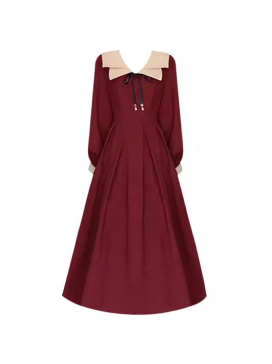 Red Vintage Midi-length Dress YM714