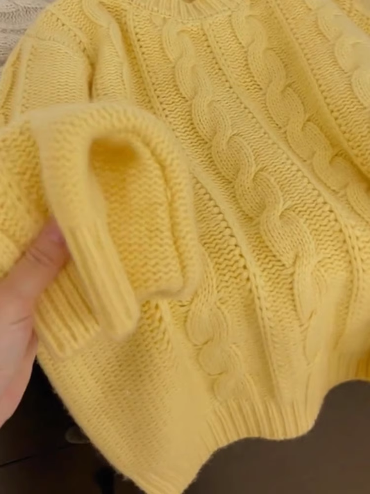 Yellow Twist Sweater Lazy Style Knitted Sweater YM1870