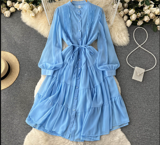 Chic Pleated Maxi Dress ,YM65