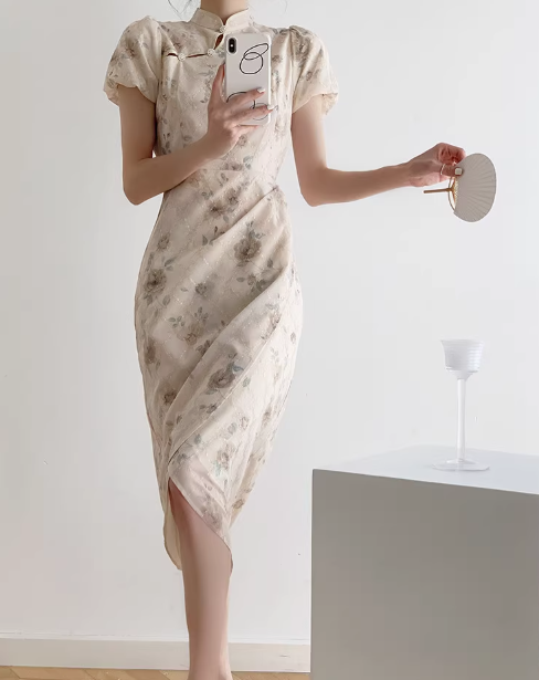 Chinese style modified cheongsam dress slit dress YM1950