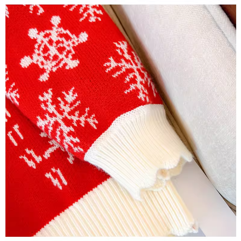 Red Christmas Sweater Women's Autumn Fashion Slim French Gentle Sweater YM2305