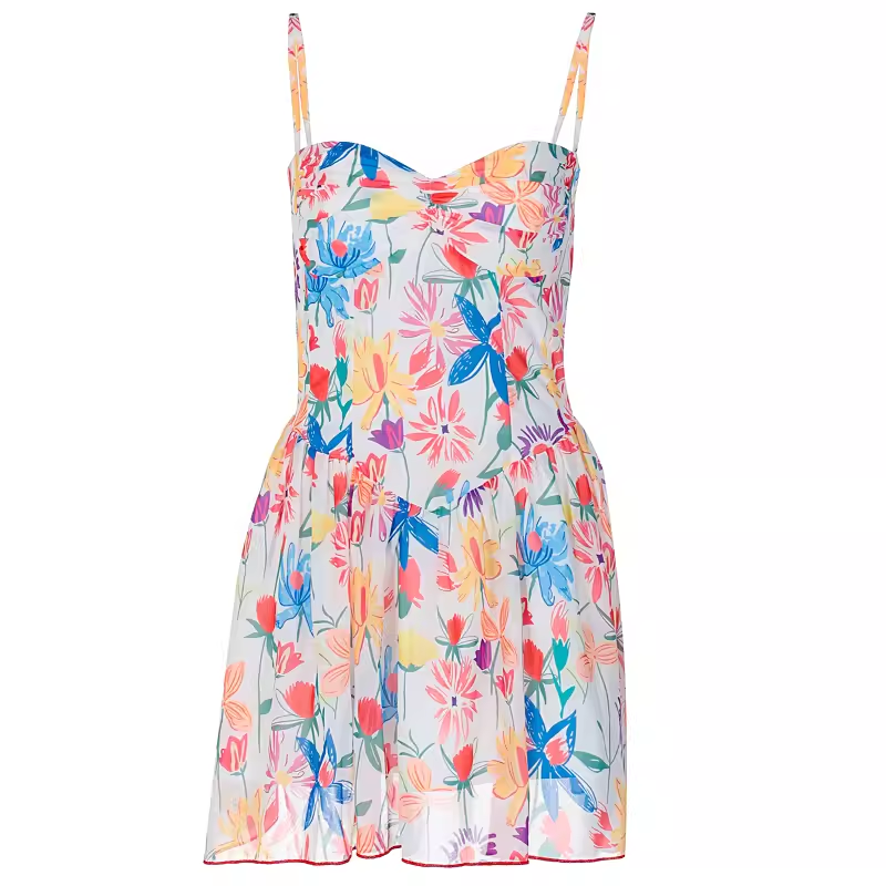 Fashionable floral print suspender dress YM1404