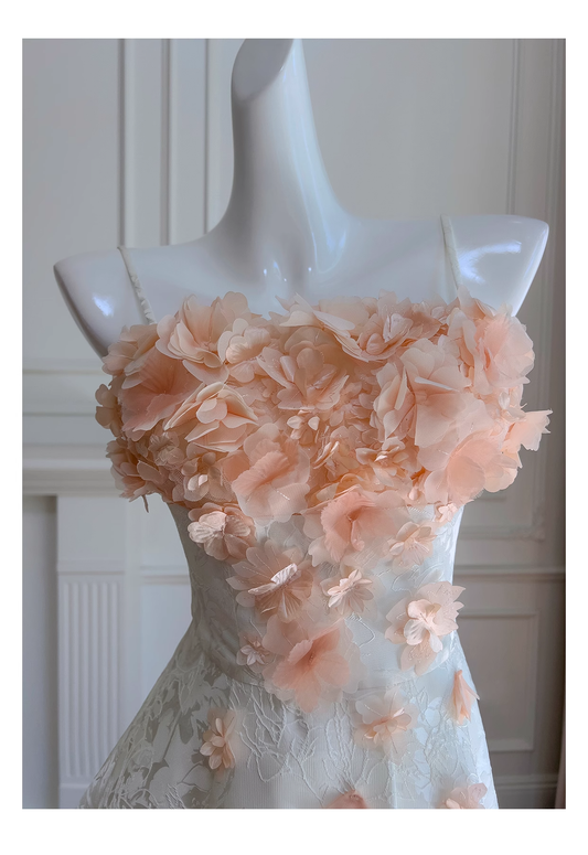 Sexy Suspender Flower Strapless Birthday Dress Jacquard Irregular Banquet Dress YM2120