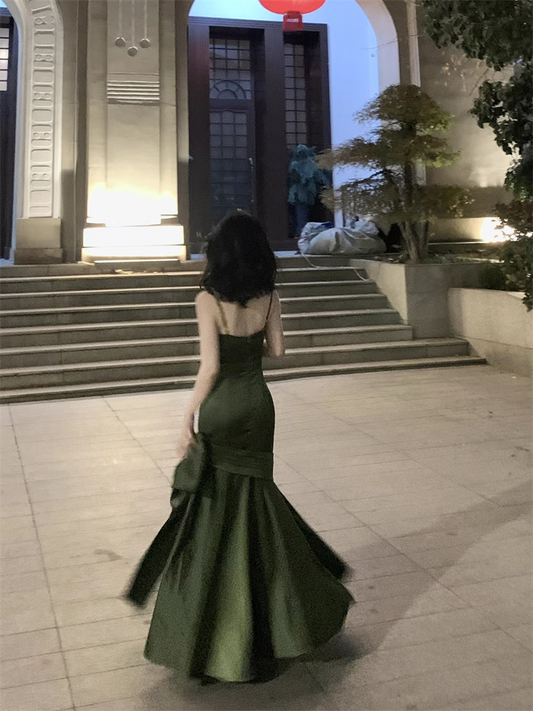 Sexy Straps Party Dress Green Mermaid Prom Dress YM1648