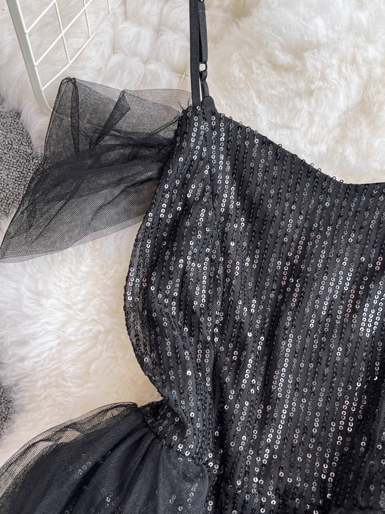 Black patchwork sequined mermaid dress YM1417