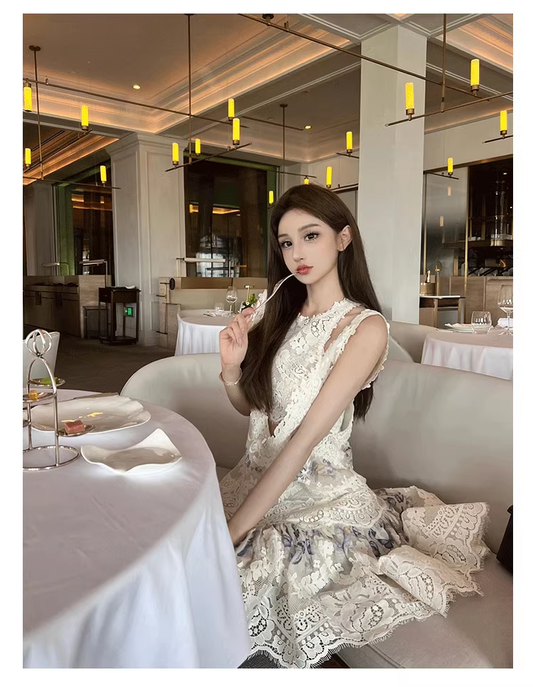 Classy Floral Lace Backless Party Dress Evening Dress YM1660