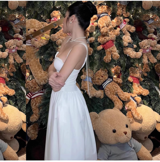 Classy White Straps A Line Party Prom Dress Birthday Outfits YM2018