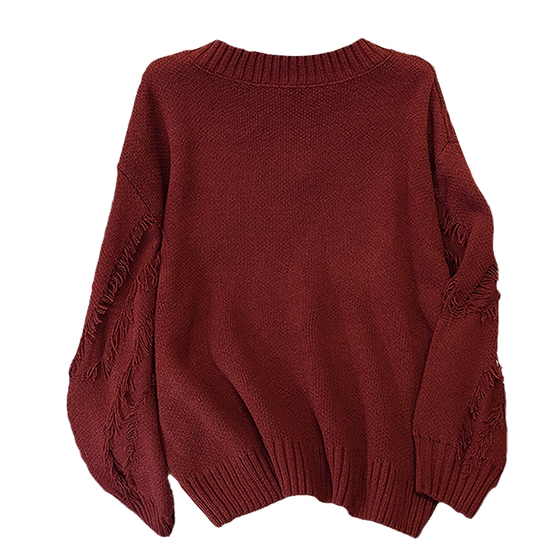 Burgundy High-End Sweater Women's Early Autumn Chic Knitted Sweater YM2284