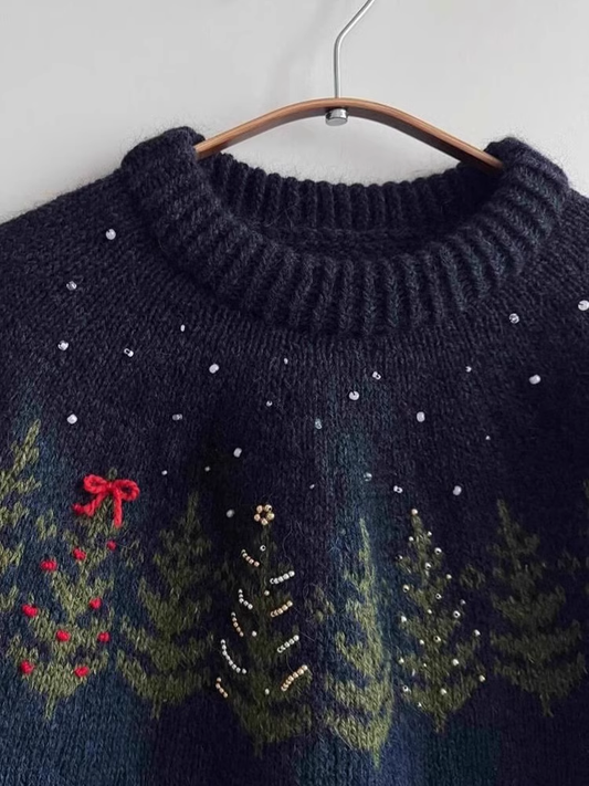 Navy Blue Sweater For Women Winter New Style Lazy Style High-End Beautiful Sweater YM1842