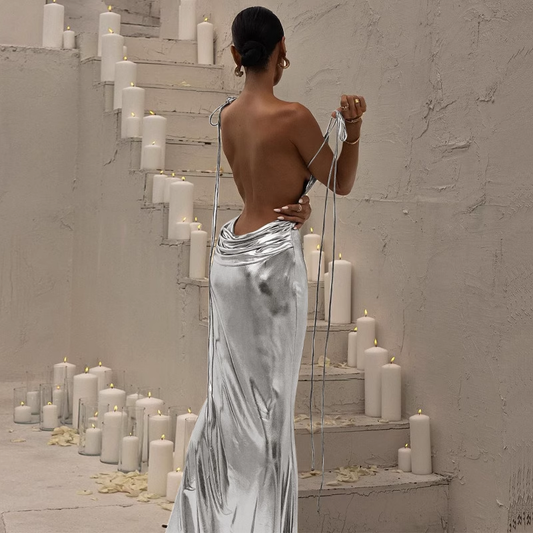 Sexy Silver Long Dress YM1416