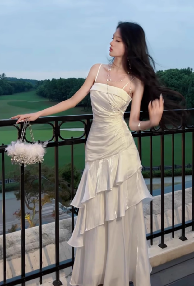 Sexy Straps Prom Dress Irregular Ruffles Mermaid Birthday Dress YM1683