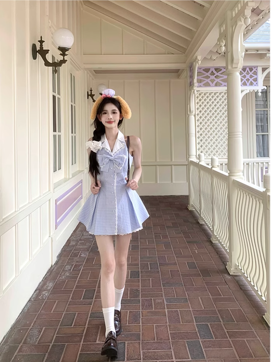 Lovely Women's Sleeveless Shirt Dress With Waist And Elegant A Line Short Dress YM1744