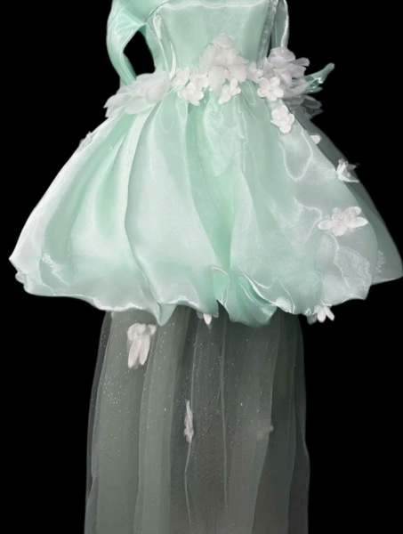 Dreamy Mint Green Silky Satin Off-the-shoulder A-Line Short Prom Dress Birthday Dress YM2560