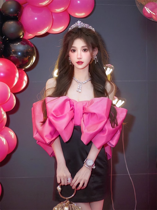 Beautiful Dress Bow Tie Off The Shoulder Short Dress YM1649