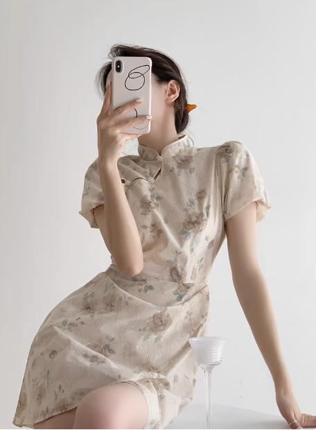 Chinese style modified cheongsam dress slit dress YM1950