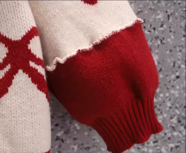 Red Loose Pullover Sweater Coat Lazy Style Bow Knitted Sweater YM2287