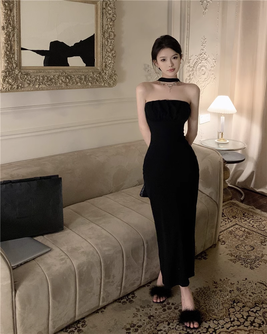 Backless Black Dress YM1535