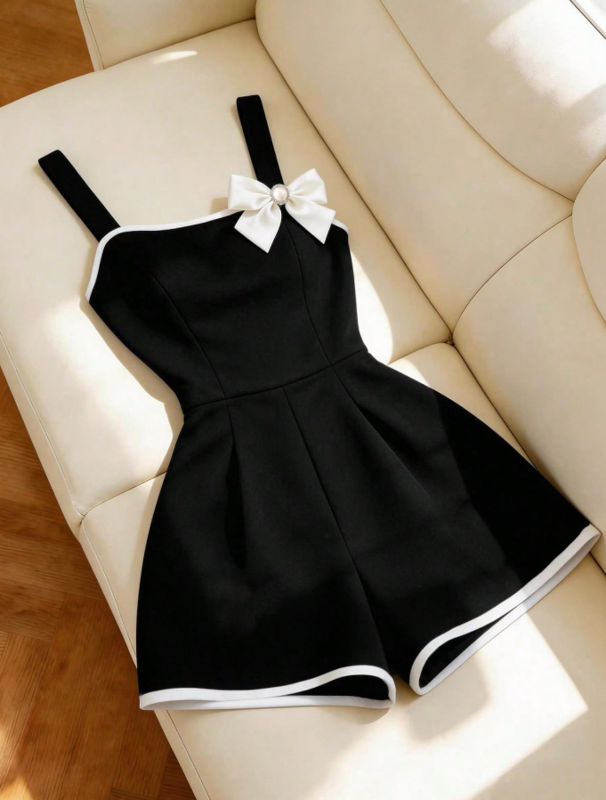 Elegant Minimalist Black Satin Spaghetti Straps A-Line Short Prom Dress Party Dress YM2528
