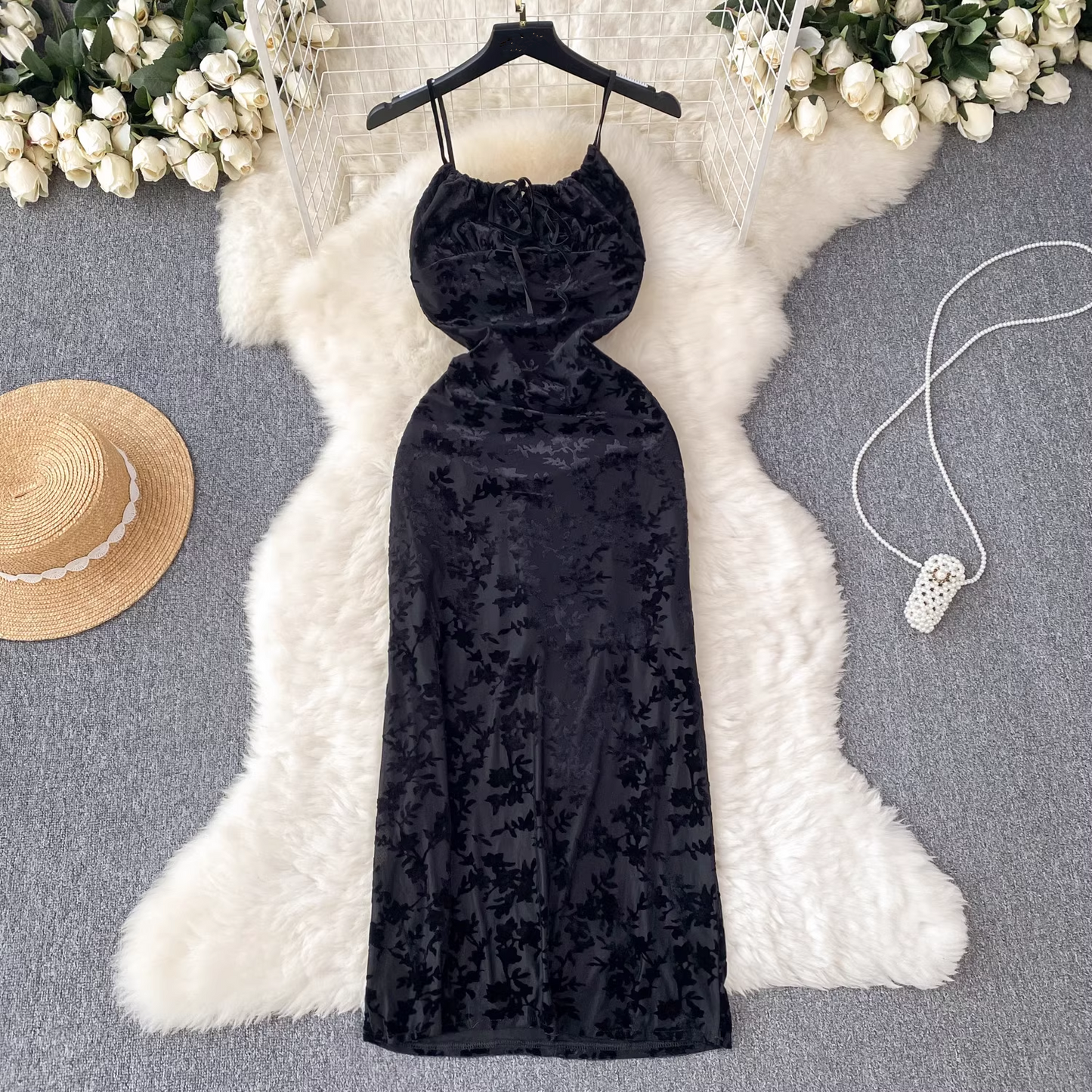 Chic Green/Black Midi-length Dress YM619