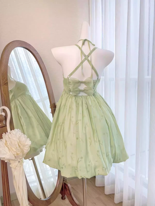 Green A-line Mini Dress YM1500