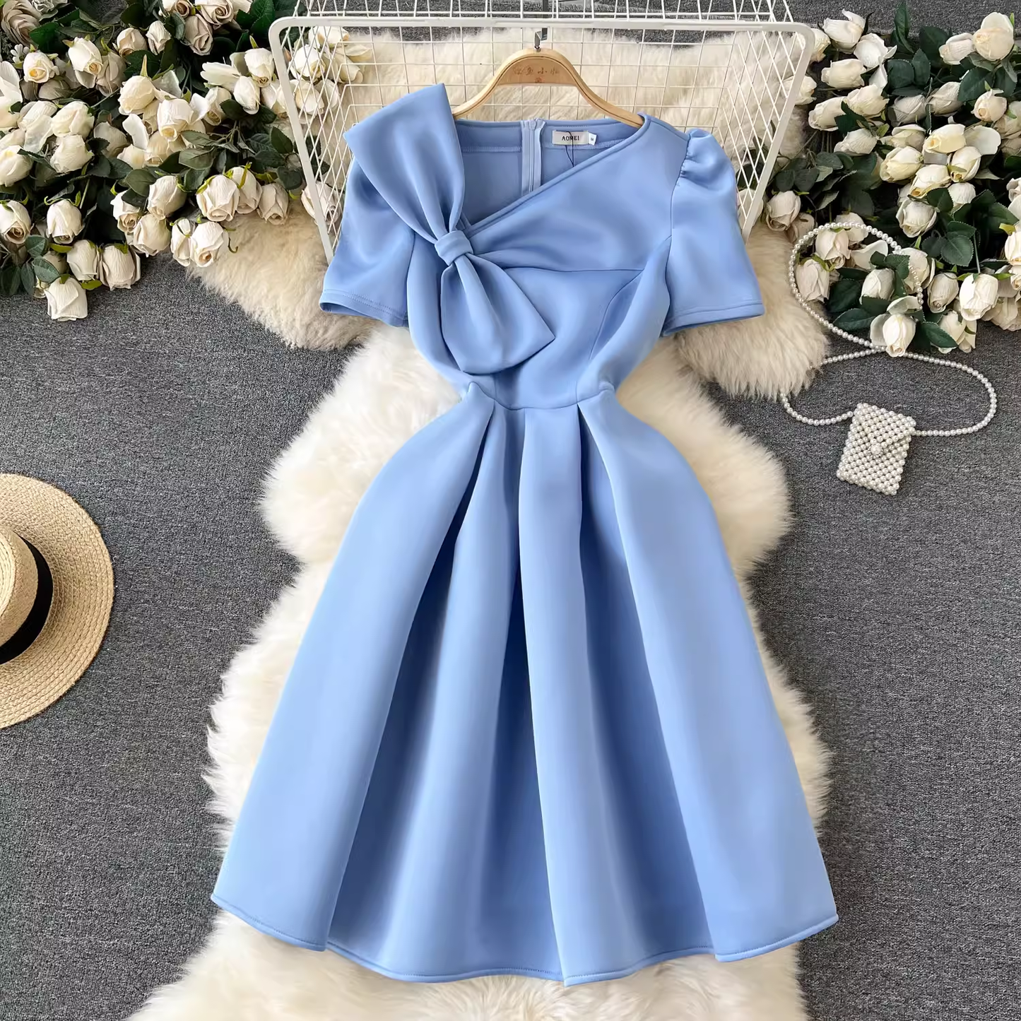 Blue A-line Mini Dress YM1558