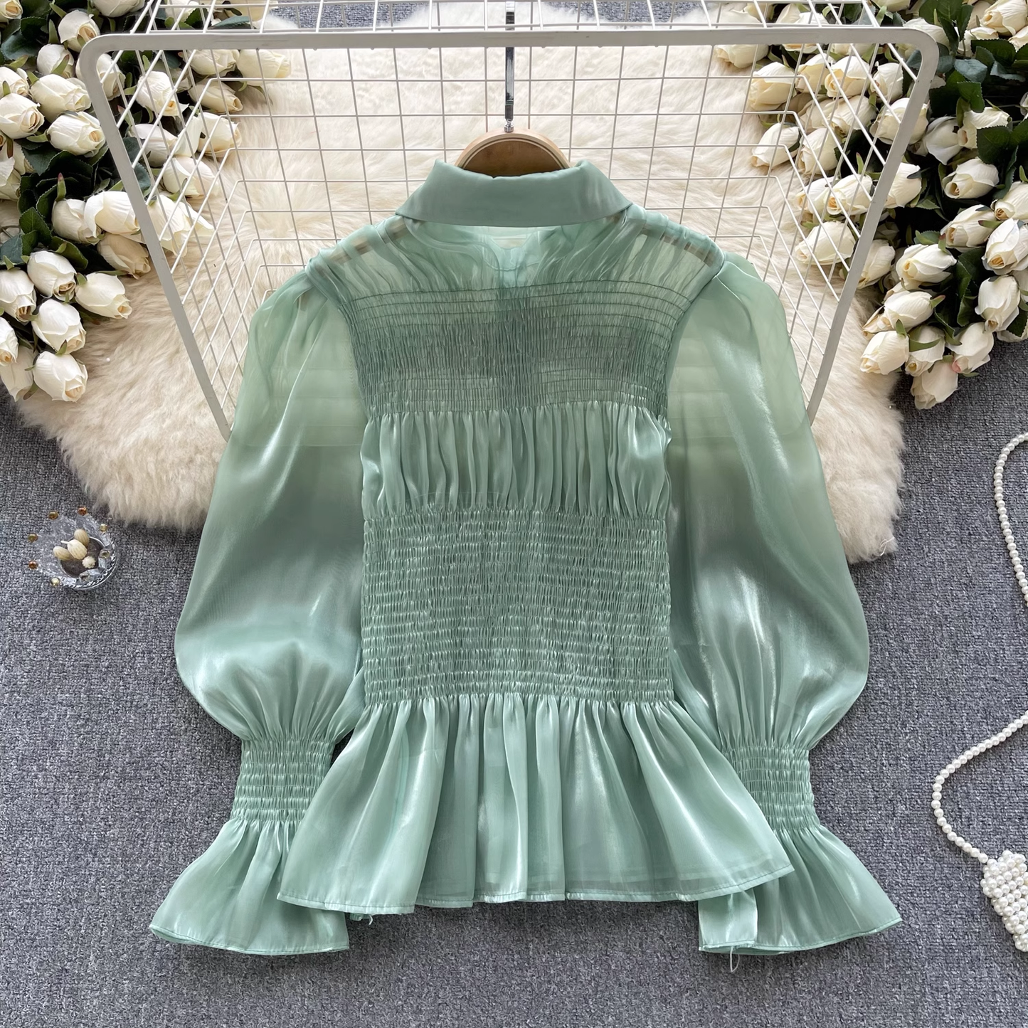 Women's ruffled puff sleeve blouses YM567