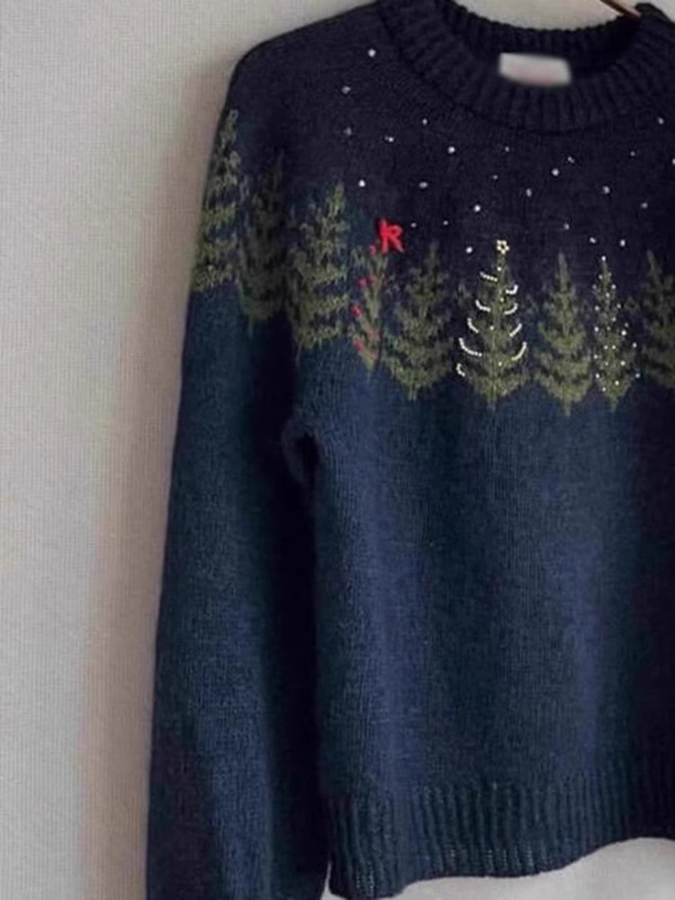 Navy Blue Sweater For Women Winter New Style Lazy Style High-End Beautiful Sweater YM1842