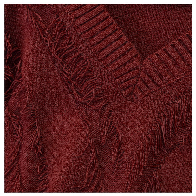 Burgundy High-End Sweater Women's Early Autumn Chic Knitted Sweater YM2284