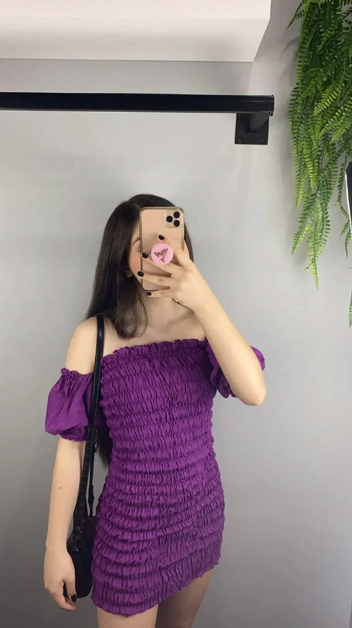 Slim Purple Pleated Bateau Sheath Short Prom Dress Party Dress YM2488