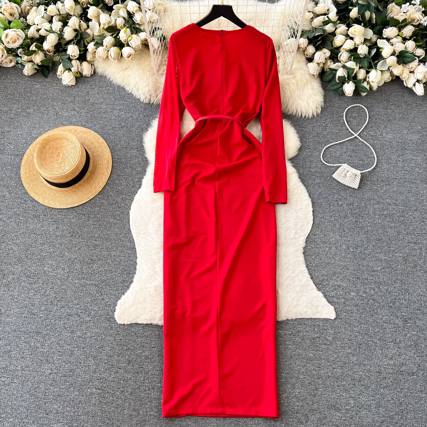 High sense vocation dress long skirt women's pleated long summer dress YM307