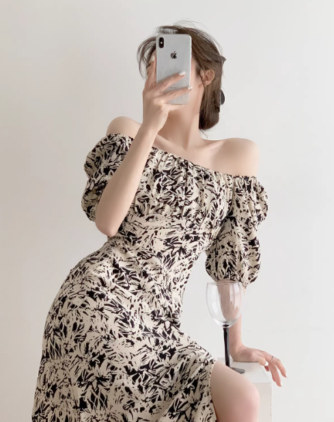 Off the shoulder party dress floral long dress YM1958